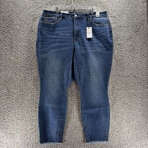 Judy Blue Bartlett High Rise Tummy Control Top Cut Raw Hem Skinny Fit New 24W